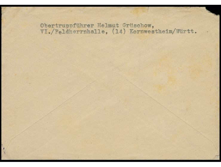 1945, Feldpostbrief mit interessantem Inhalt von "KORNWESTHEIM (WÜRTT) 26.3.45" mit Briefstempel "Standarte "Feldherrnhalle" 