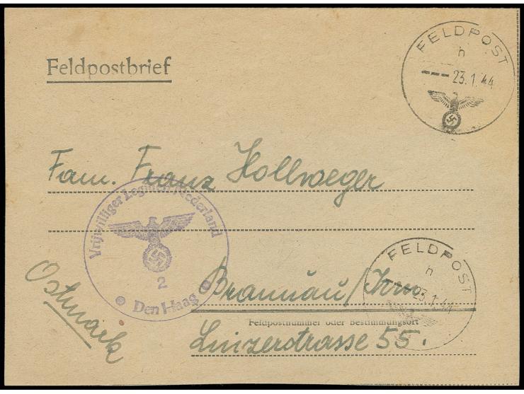Niederlande, 1944, Feldpost-Faltbrief einer Nachrichtenhelferin mit handschriftlicher Fp-Nr. 00360N. (= Feldpostnachr. Kdtr. 