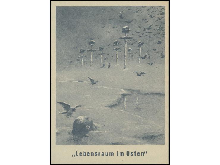Propagandakarte "Lebensraum im Osten" und eingedrucktes Wertzeichen 6 Pfg. Hindenburg, ungebraucht, sign. und Echtheitsbestät