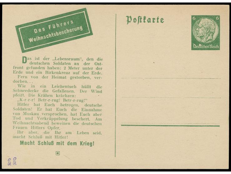 Propagandakarte "Lebensraum im Osten" und eingedrucktes Wertzeichen 6 Pfg. Hindenburg, ungebraucht, sign. und Echtheitsbestät