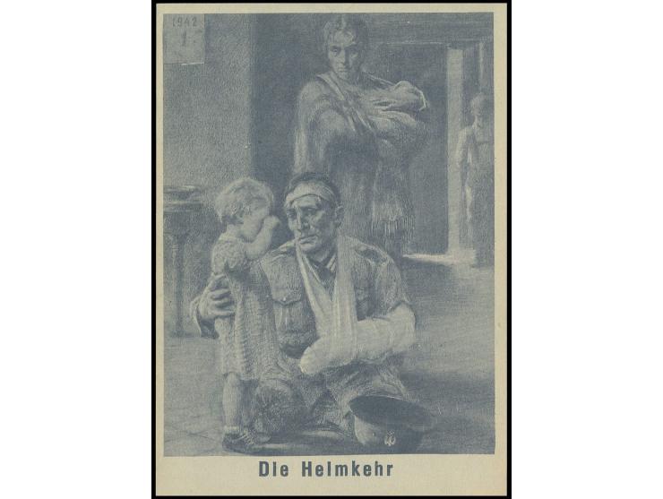 Propagandakarte "Die Heimkehr" und eingedrucktes Wertzeichen 6 Pfg. Hindenburg, ungebraucht, sign. und Echtheitsbestätigung D