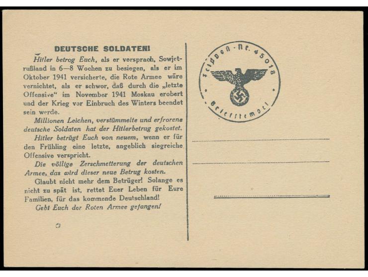 Propagandakarte "Der Gauner Hitler" und eingedruckter Briefstempel, ungebraucht