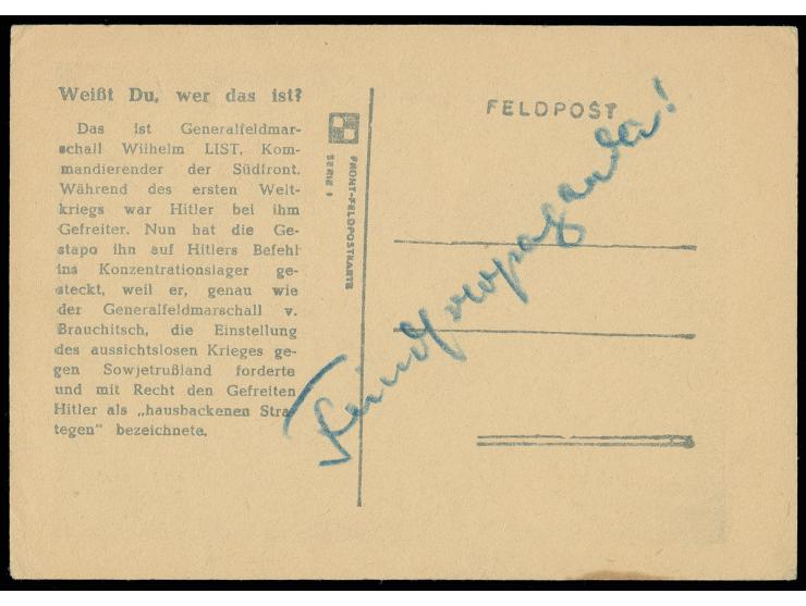 Propagandakarte "Weißt Du was das ist?", Ansicht List, ungebraucht, kleiner brauner Fleck, auf Anschriftseite handschriftlich