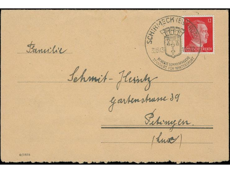NATZWEILER: 1943, Vordruck-Brief mit innenseitigem Zensurstempel und Aufgabestempel "SCHIRMECK-ROTAU 30.6.43" nach Luxemburg,
