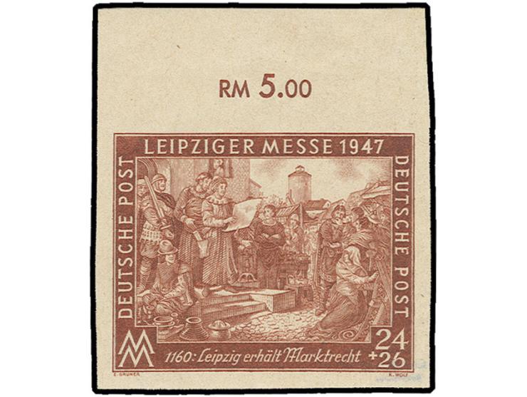 1947, Leipziger Messe 24 Pfg., ungezähntes Oberrrandstück, postfrisch, sign. Schlegel D. BPP