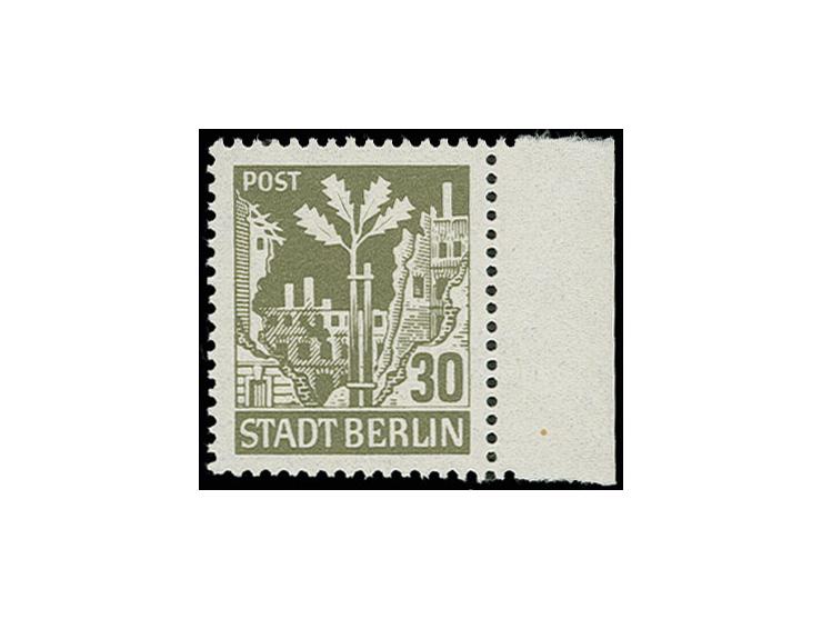BERLIN UND BRANDENBURG: 1945, Bärenausgabe 30 Pfg. mit glatter Gummierung, rechtes Randstück, postfrisch, Fotoattest Ströh BP