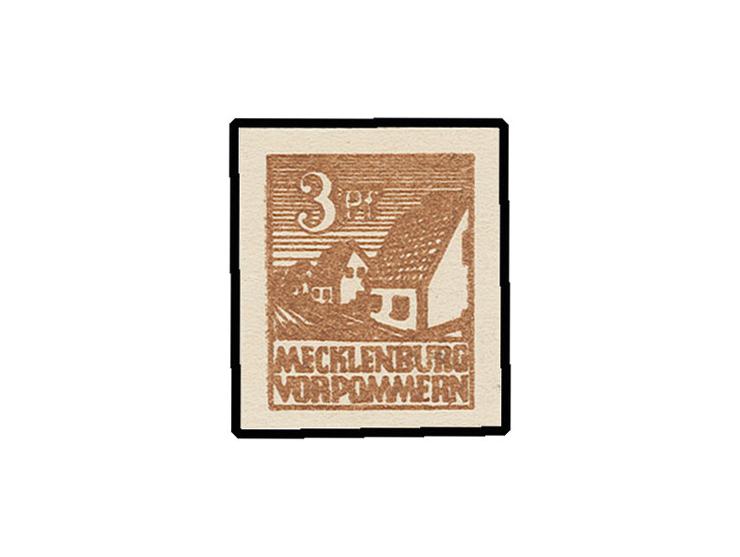 1946, Abschiedsserie 3 Pfg. dunkelgelbbraun, Probedruck auf Kartonpapier, ohne Gummi