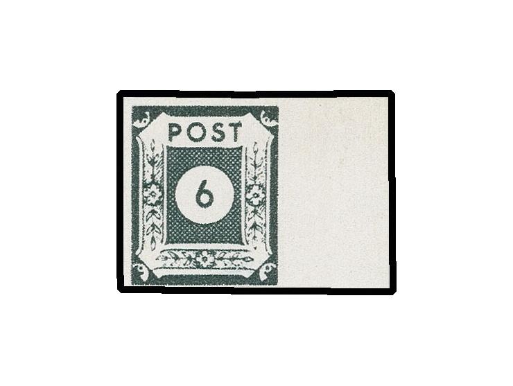 OST-SACHSEN: 1945, Ziffern geschnitten: 6 Pfg. grünschwarz in intensiver Farbe mit rechtem Bogenrand, postfrisch, tadellos, F
