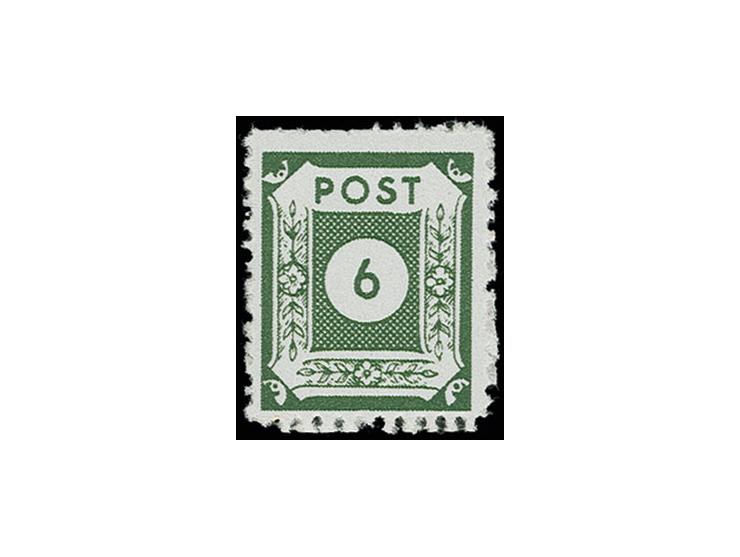  6 Pfg. schwarzgelbgrün mit amtlichem Liniendurchstich und zusätzlich nachträglicher Linienzähnung 11½ des Postamtes Coswig, 