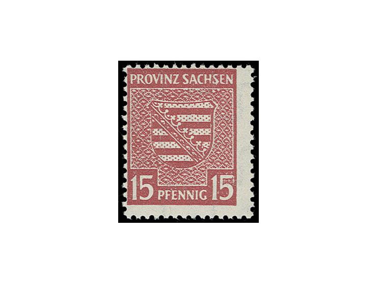 PROVINZ SACHSEN: 1945, Wappen mit Wz. fallend: 15 Pfg. mit Plattenfehler "SE in SACHSEN verschmiert und retuschiert", postfri