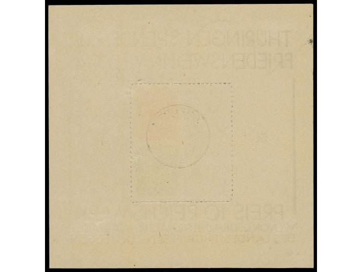 Weihnachts-Block auf grauem Papier, Type I, mit zentrischem Stempel "ERFURT 24.12.45", tadellos, Fotoattest Ströh BPP (Mi. 3.