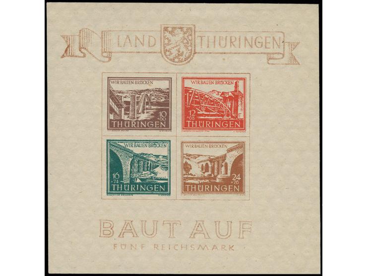 1946, Brückenbau-Block auf dünnem Papier in Type I, postfrisch, Fotoattest Ströh BPP
 