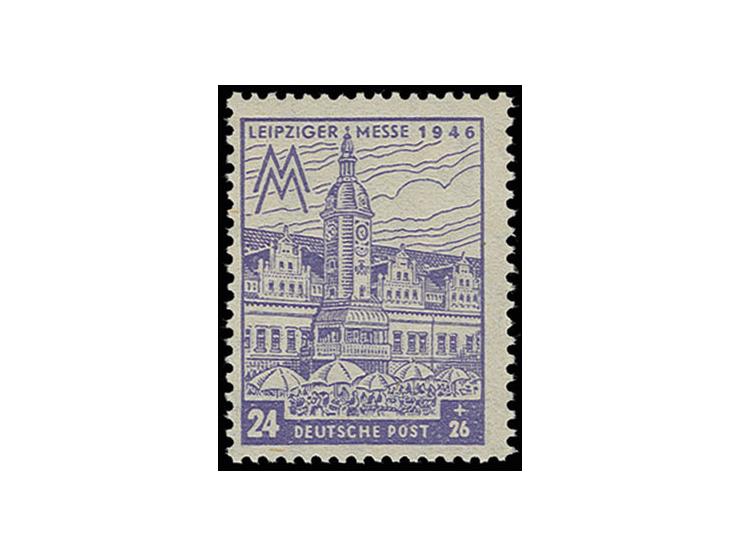 WEST-SACHSEN: 1946, Leipziger Messe 24 Pfg. in Fehlfarbe blauviolett, postfrisch, u.a. sign. Bühler und Fotoattest Ströh BPP