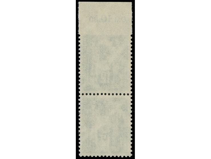 1949, Gründungskonferenz 12 Pfg. im senkrechten Oberrandpaar (Felder 9/19; mit im Michel nicht gelisteten Plattenfehlern), ob