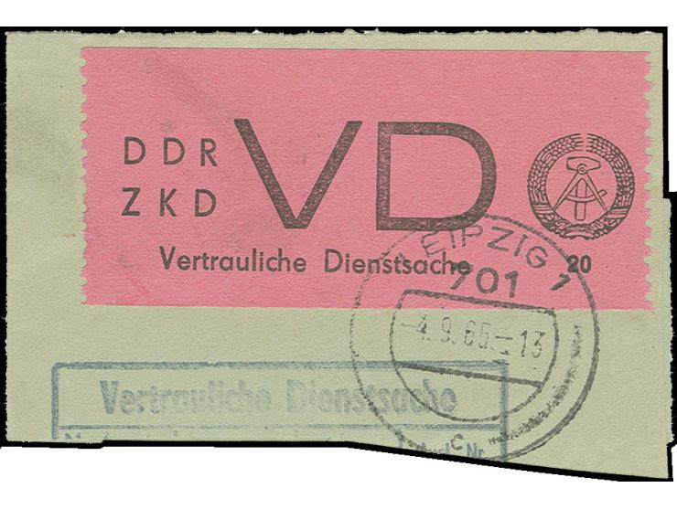  20 Pfg. mit Stempel "LEIPZIG -4.9.65" auf Briefstück