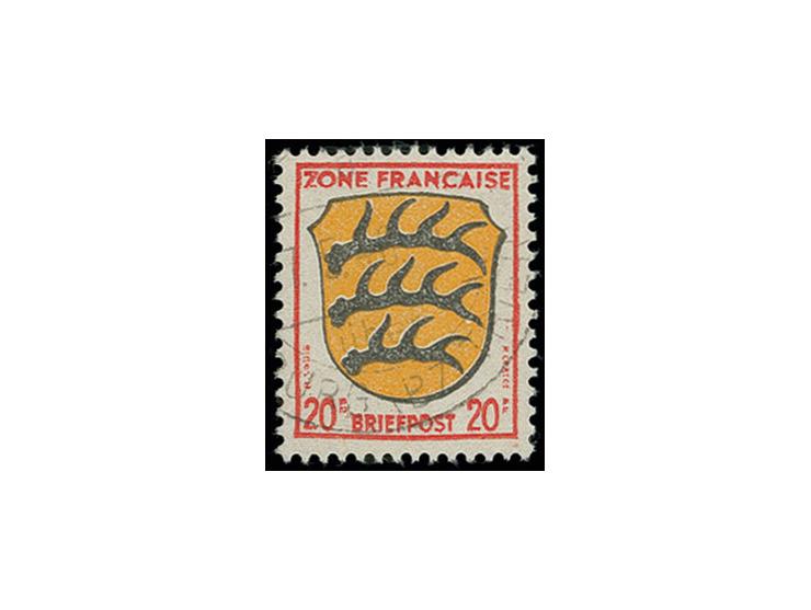 20 Pfg. lebhaftrot/dunkelgelblichorange/glänzendschwarz, Papier x, gestempelt, tadellos, Fotoattest Straub BPP (Mi. 1.200,-)