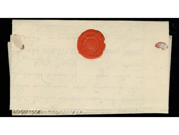 1741, "DE DEUX PONTS", zarter L1 (Feuser-Nr. 4082-1) auf kpl. Faltbrief mit 9-zeiliger Ergebenheitsadresse von Christian IV "
