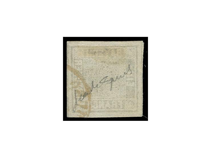 1 Kr. schwarz, sauber gestempelt, Sperati-Fälschung Type B, gute Erhaltung, mit Bleistiftsignatur