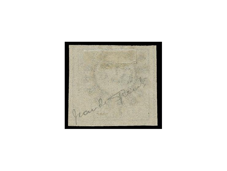 1 Kr. schwarz, sauber gestempelt, Sperati-Fälschung Type C, gute Erhaltung, mit Bleistiftsignatur