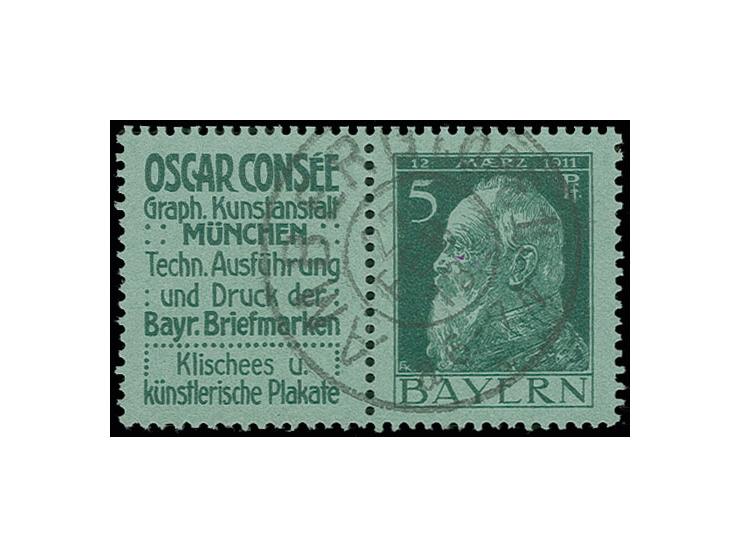 "Oscar Consée"+5 Pfg., sauber gestempelt "AMBERG 27. FEB. 13", Kabinett (Mi. 1.100,-)
