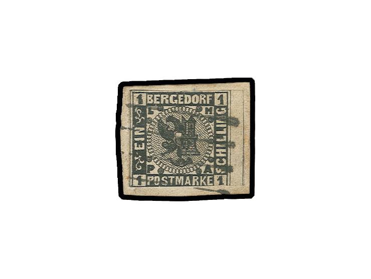 1 Sch. schwarz, rechts mit vollständigem Zwischenstegsatz und Randlinie der Nachbarmarke, oben und unten teils leicht berührt
