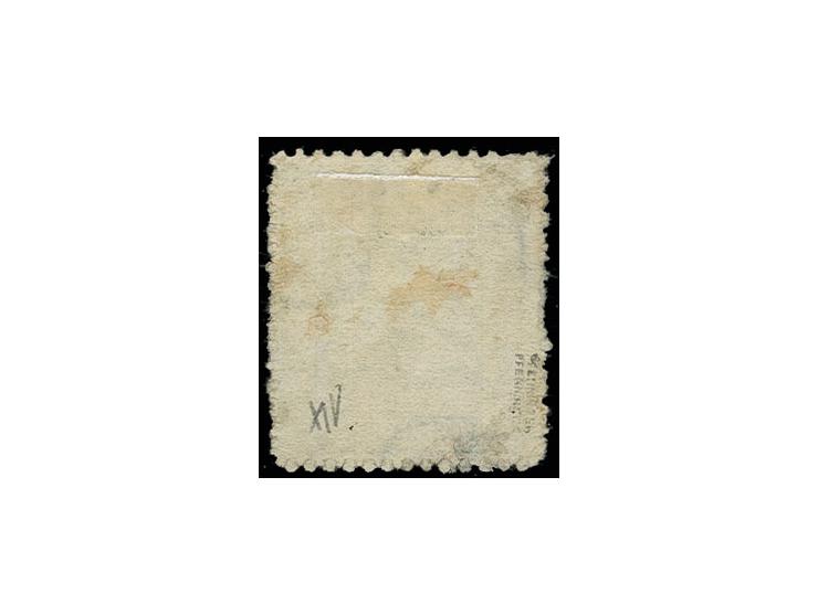 2½ Sch. gelblichgrün mit Ortsstempel "BERGE(DORF) 13 5 IV T", kleine Mängel (u.a. kleine helle Stelle). Diese Marke ist in Be