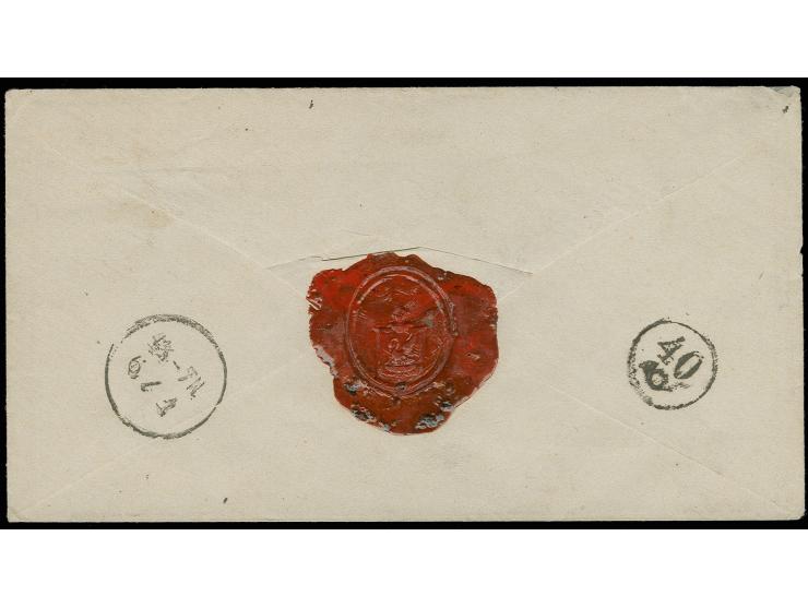 "WOLFENBÜTTEL 6 JAN.1874", schwarzer DKr. je sauber auf waagerechtem 3er-Streifen Großer Schild 1 Gr. auf Reco-Brief mit nebe