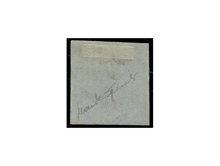 1855, 3 Gr. auf blaugrau, senkrecht gestreiftes Papier, ungebraucht, Sperati-Fälschung, gute Erhaltung, mit Bleistiftsignatur