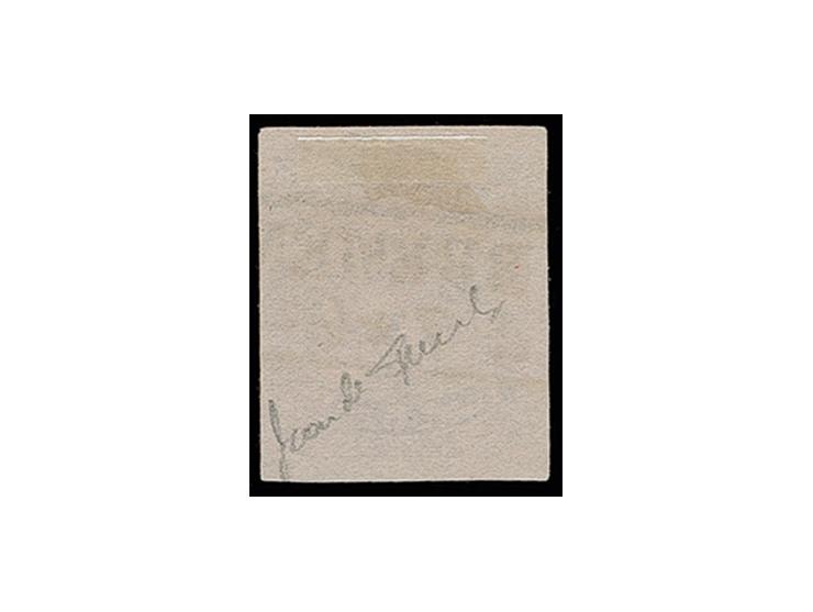 5 Gr. auf hellkarmingrau, mit sauberem Ra2 "BREMEN 4 7", Sperati-Fälschung, gute Erhaltung, mit Bleistiftsignatur