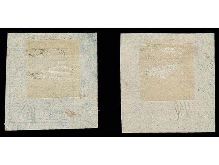 1856, 1 Ggr. schwarz/grün, Bogenrandrekonstruktion, 12 Werte, alle voll- bis breitrandig, je mit linkem Bogenrand und Reihenz