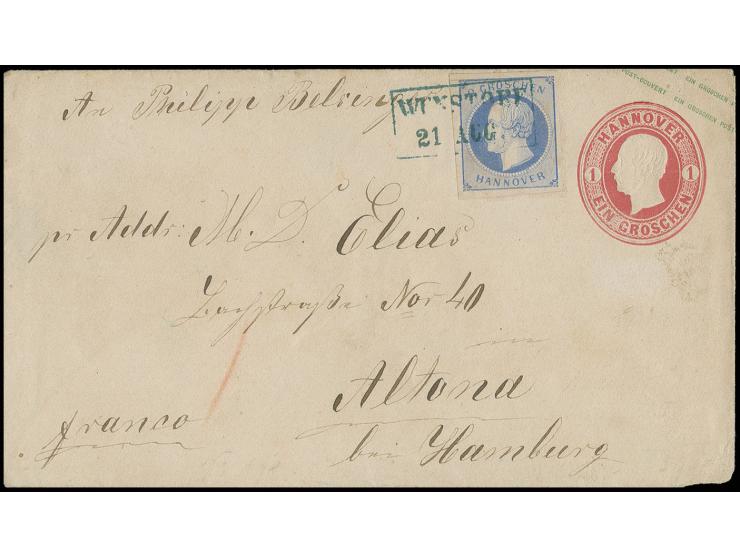 2 Gr. blau, allseits breitrandig, oben mit längerem Vortrennschnitt, jedoch das Markenbild nicht berührend, mit Ra2 "WUNSTORF