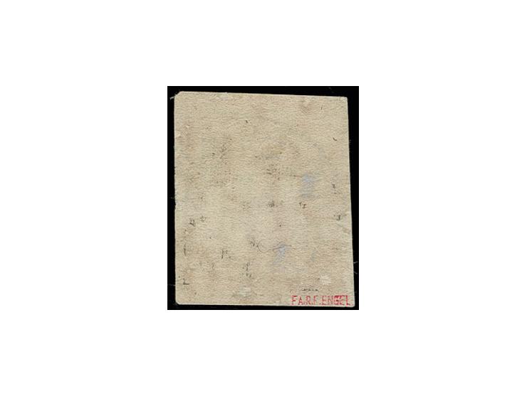 1863, 3 Pfg. grün, sehr schöne tiefe Farbe und allseits voll- bis meist breitrandig, links mit kleinem Teil der Nebenmarke, m