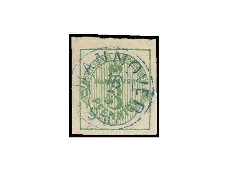 1863, 3 Pfg. grün mit klarem DKr. "HANNOVER 18 8", Sperati-Fälschung, gute Erhaltung, mit Bleistiftsignatur