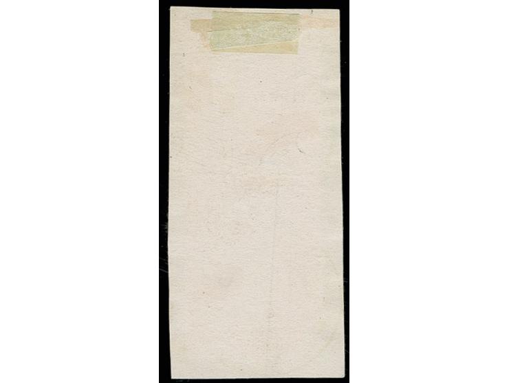 3 Pfge. grün im senkrechten Unterrandpaar mit Jahreszahl "1864" mit klarem DKr. "HANNOVER NB 2/6" auf Briefstück; der Durchst