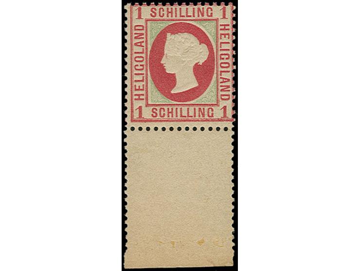 1 Sch. dunkelrötlichkarmin/mittelgelbgrün, Unterrandstück, postfrisch mit Falzspur im Rand, sign. Borek (Mi. 550,-)