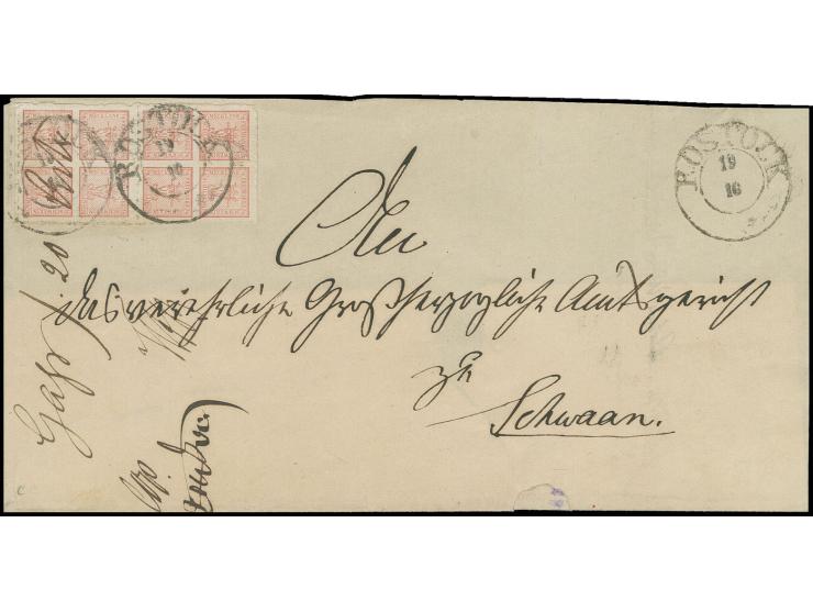1864, durchstochene Ausgabe 4/4 S. graurot im senkrechten Paar, rechts oben etwas Scherenschnitt, sonst einwandfrei durchstoc