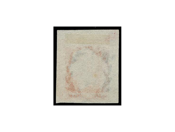 1850/56, ½ Sgr. rotorange, voll- bis überrandige linke obere Bogenecke mit ca. 3 mm Bogenrand oben und links, leicht entwerte