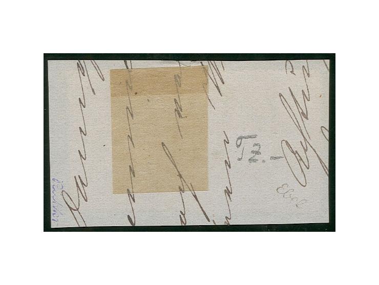 3 Sgr. ocker im waagerechten Paar mit alleiniger Entwertung durch schwedischen Anlandestempel "STOCKHOLM 31 SEP. 63" auf Brie