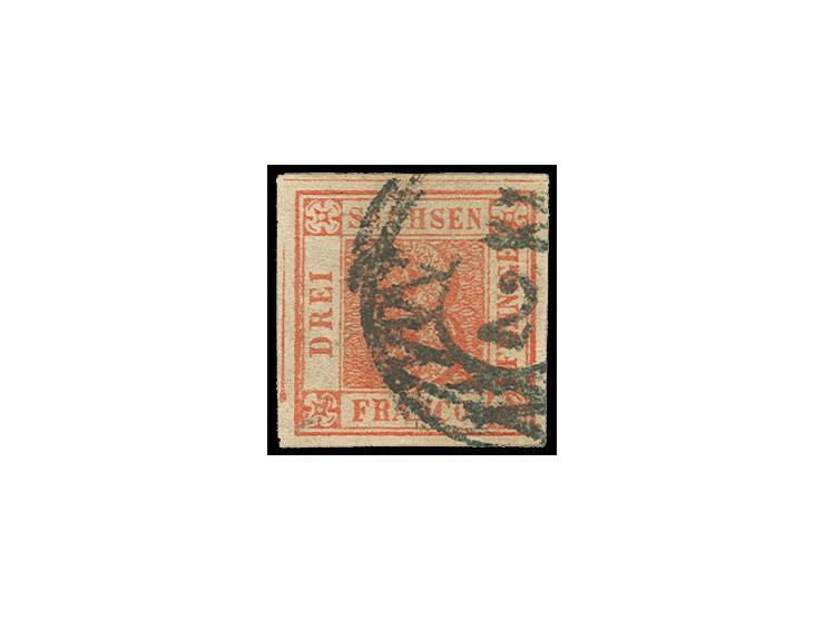   3 Pfg. rot, sauber mit Nummerstempel "2", Sperati-Fälschung Type E, gute Erhaltung, mit Bleistiftsignatur