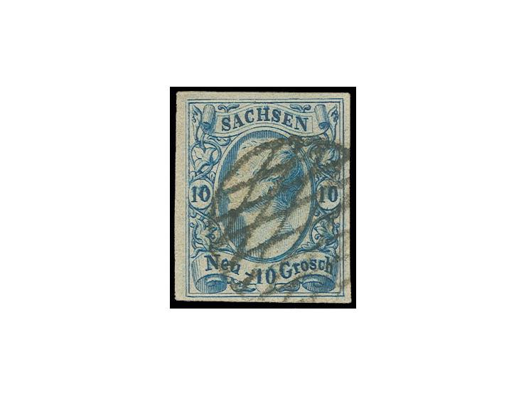 10 Ngr. blau mit Gitterstempel, Sperati-Fälschung, gute Erhaltung, mit Bleistiftsignatur