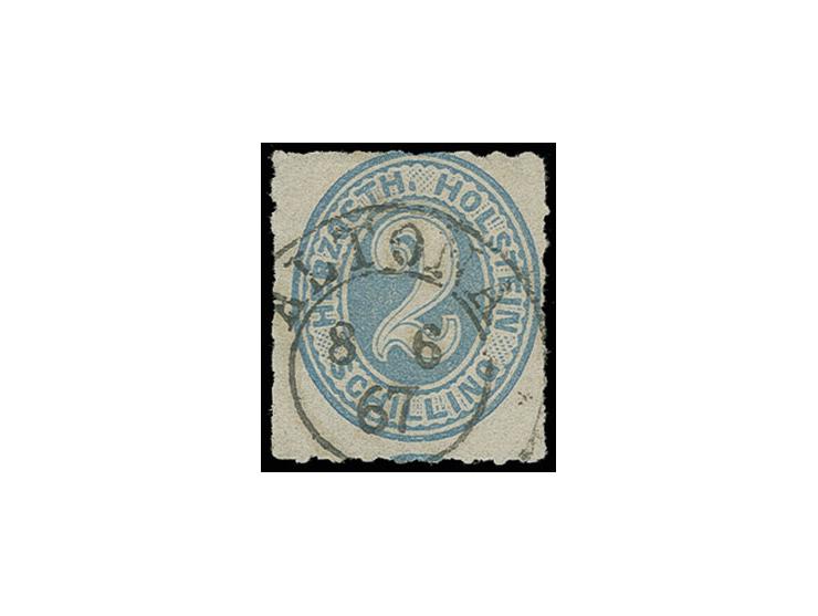 HERZOGTH. HOLSTEIN 2 S. ultramarin mit zentrischen DKr. "ALTONA 8 6 67", Kabinett