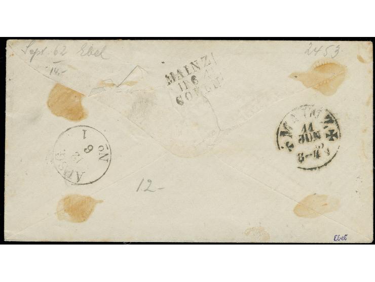 GANZSACHENAUSSCHNITTE: 1861/63, 3 Kr. karminrot, links unten leicht berührt, sonst außerordentlich breit geschnitten mit auf 
