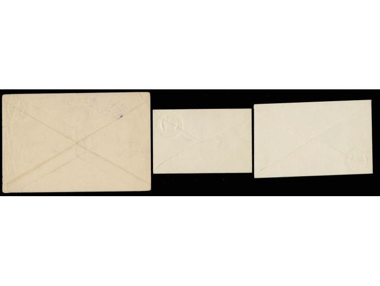 POSTAL STATIONERY: 1848/64 St. Petersburg city post  envelope 5 kop. blue with imprint at upper right, three different format