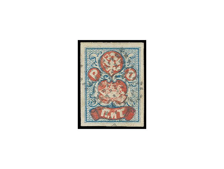 2 pia red & blue with black retta mark, sign. Enzo Diena