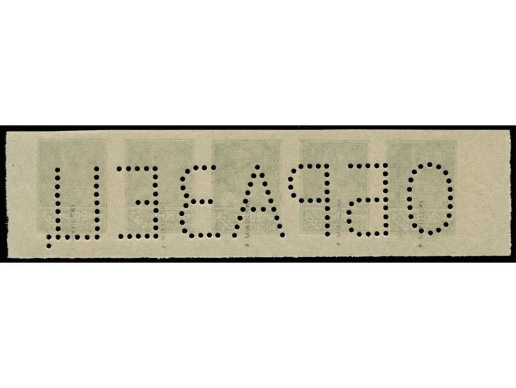 20 kop., strip of five, punched "OBRAZETZ", sign. Mikulski