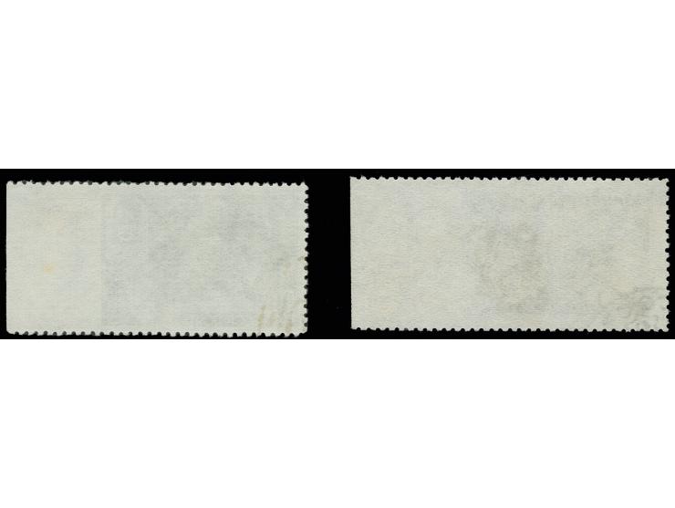 1942, Heroes of the Great Patriotic War 30 kop. grey-blue  and 30 kop. brown-black, both from the right sheet margin, imperfo