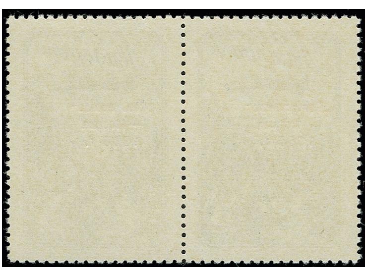 2 rub. in vertical pair showing the variety "missing dash before Moscow" on the left stamp, unhinged mint