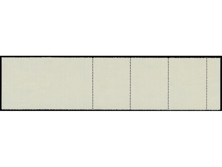 4 kop.- 50 kop. in vertical strip of five se-tenant stamps, imperforated at right and between the two right stamps, unmounted