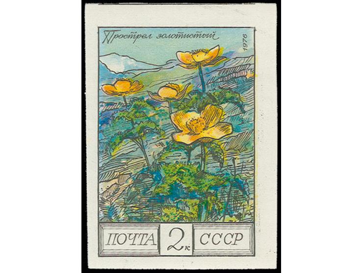 Caucasus Flowers 2 kop. imperforated with part of neighbouring stamp, unhinged mint