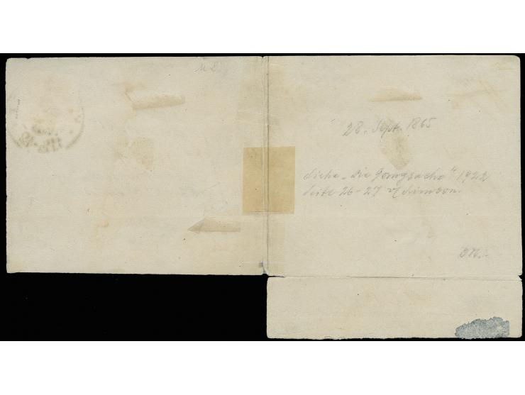 Postscheinausschnitt 5 Pfennig rosa, allseits beitrandig mit DKr. "HELMSTEDT 28 SEP 65" auf großem Teil eines Wertpaket-Begle
